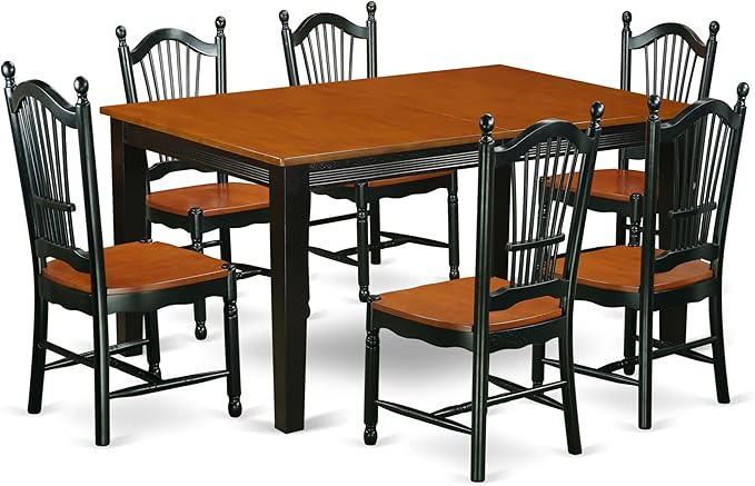 East West Furniture QUDO7-BCH-W 7 Piece Dining Room Table Set Consist of a by EastWestFurniture