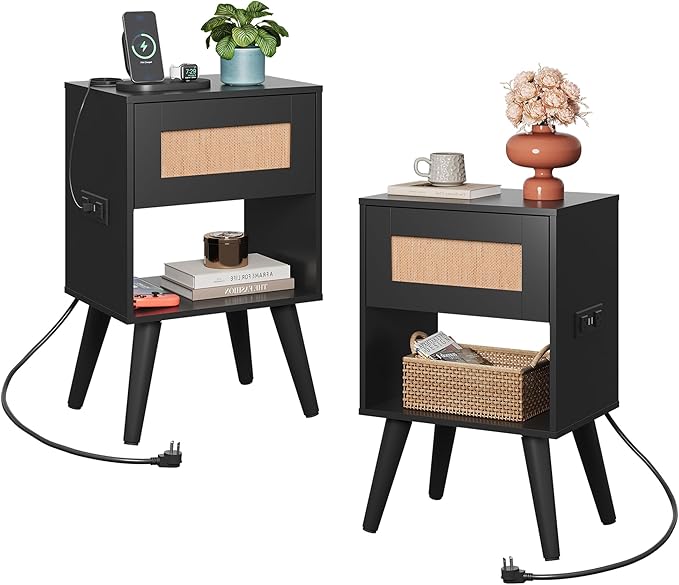 WLIVE Rattan Nightstands Set of 2 by WLIVE