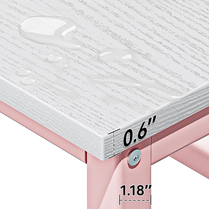 Aquzee Pink Desk with Hutch for Girls, 55in Computer Desk with Bookshelf for - Image 5