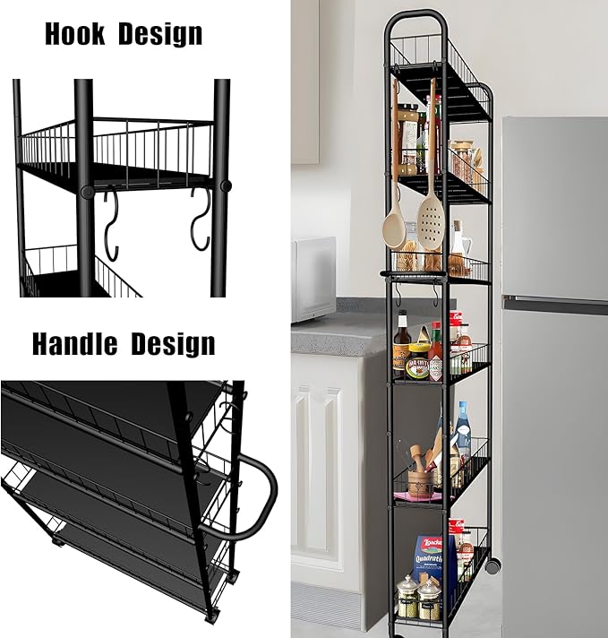6 Tier 10in Slim Rolling Storage Cart - Image 4