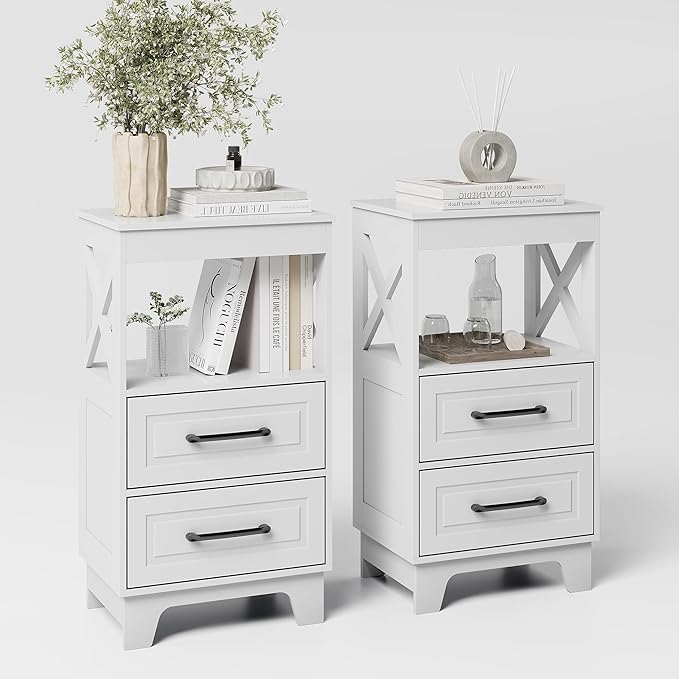Tall Nightstand Set of 2 Side Table by ZYKZYKHOME