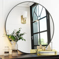 Black Round Bathroom Mirror, 30 inch Circle Wall Mounted Hanging Mirror by VooBang