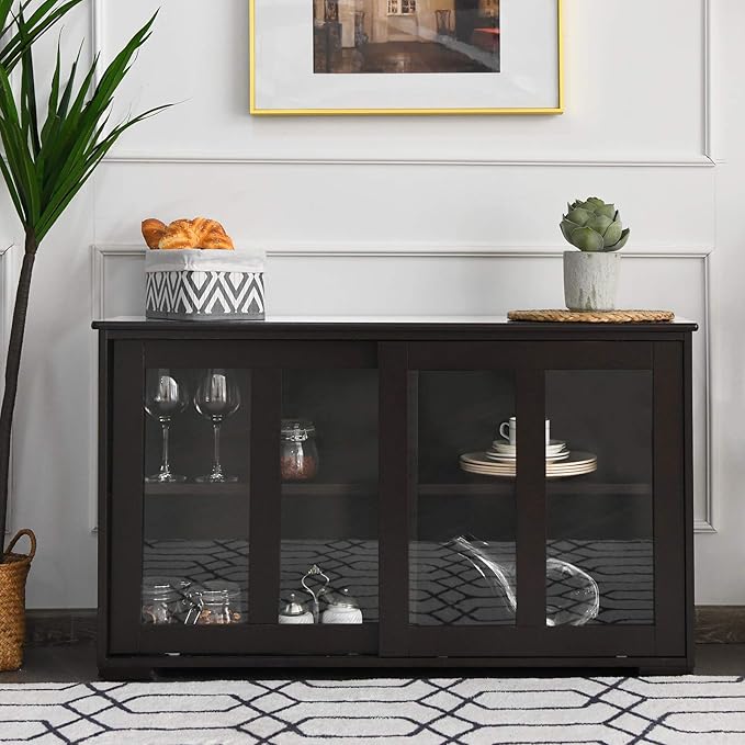 Costzon Sideboard Buffet Cabinet, Wooden Kitchen Storage Cabinet - Image 7