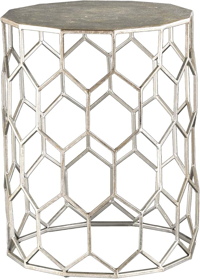 SEI Furniture Clarissa Metal Honeycomb Accent Table, Geometric Style Round by SEIFurniture