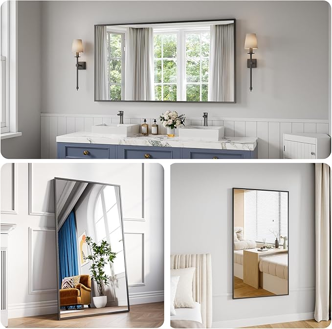Koonmi Bathroom Mirror 30x55 Black Bathroom Wall-Mounted Mirrors, Modern Vanity - Image 3