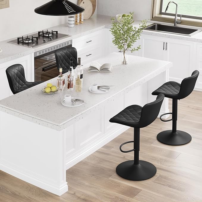 YOUNUOKE Bar Stools Set of 2 Faux Leather Barstools - Image 7