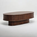 NTC Stream DOU Coffee Table, Modern Double-Layer Oval Wooden Center Table by NTC