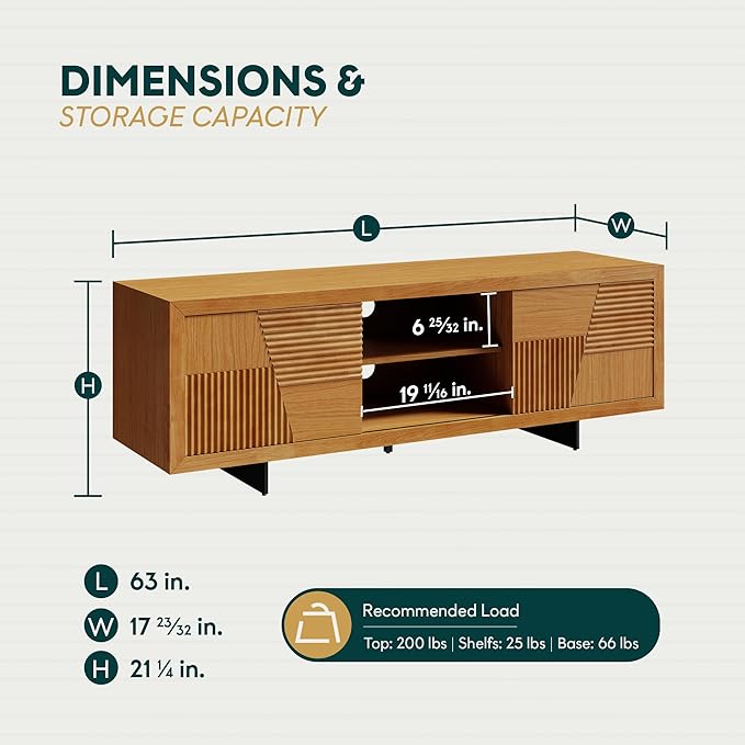 Bme Trapeze TV Stand for Living Room – Wooden Media Console - Image 4