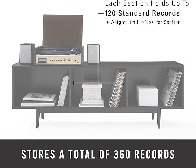 Crosley Furniture Liam Large Vinyl Record Storage TV Stand and Entertainment - Image 5