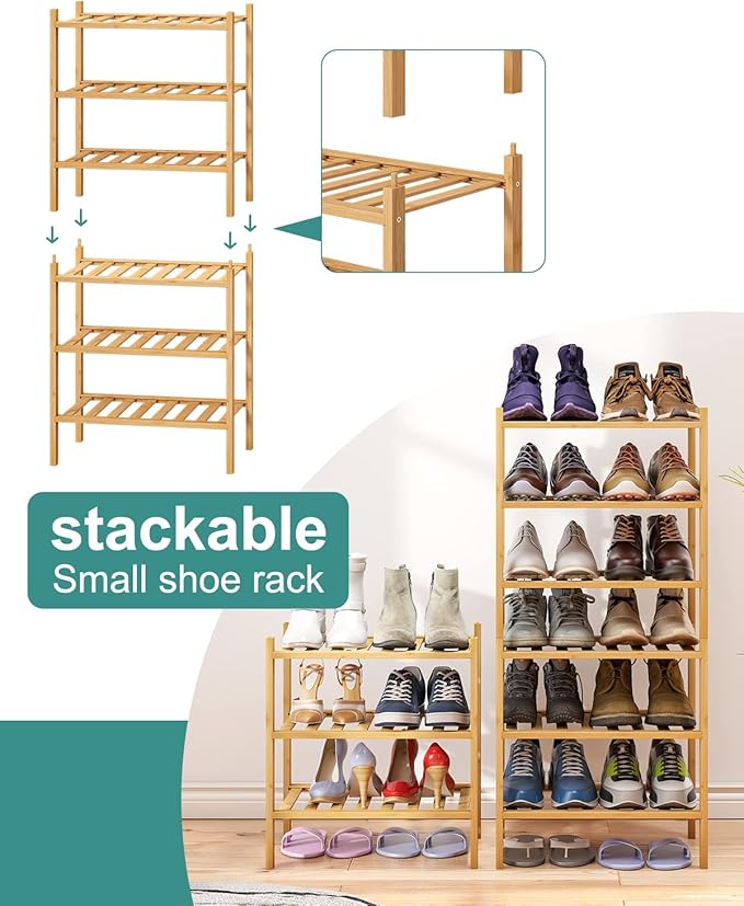 Small Shoe Rack, 6-Tier Shoe Shelf - Image 5