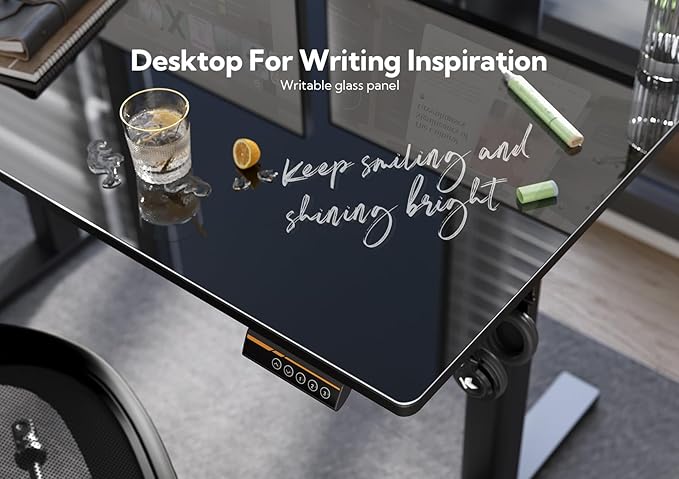 Claiks Glass Standing Desk, 40x24 Inch Small Stand Up Desk Electric Adjustable - Image 4
