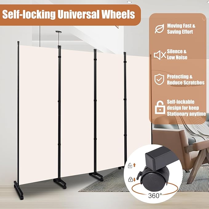 Room Divider Portable 88'' Partition Room Dividers and Folding Privacy Screens - Image 4