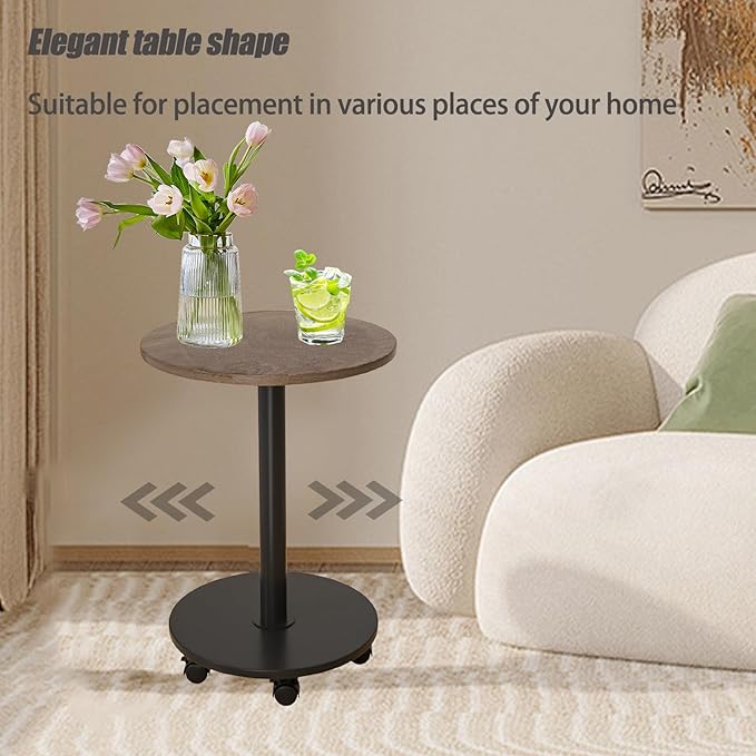 Pedestal with Wheels TV Tray Table, Rotating Couch Tables That Slide Under - Image 6