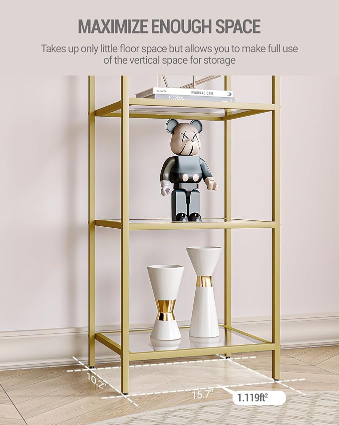 Bookcase Bookshelf, Tempered Glass Bookshelves, Slim Shelving Unit - Image 6