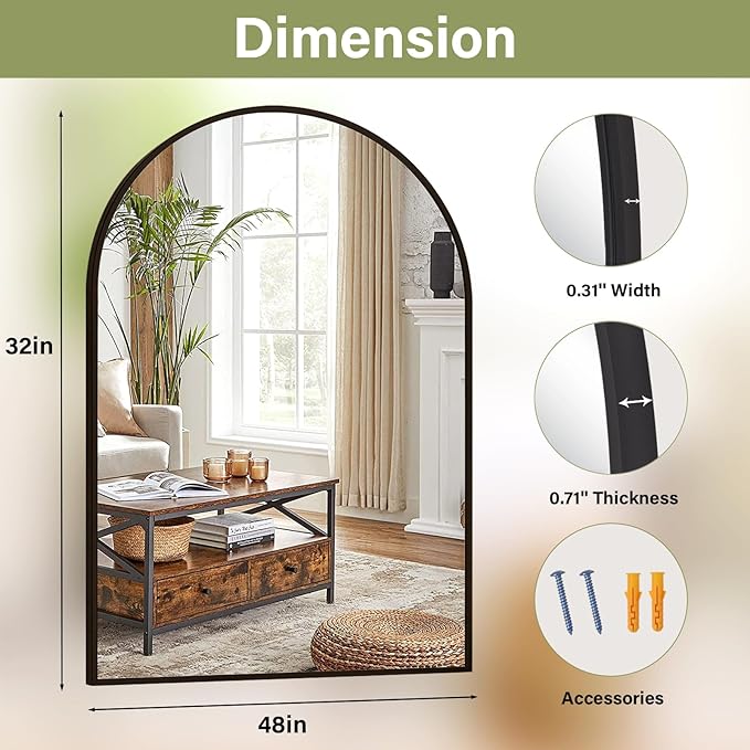32"x48" Arched Bathroom Mirror - Image 4