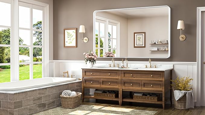 TokeShimi 60 x 36 Inch White Bathroom Mirror - Image 2