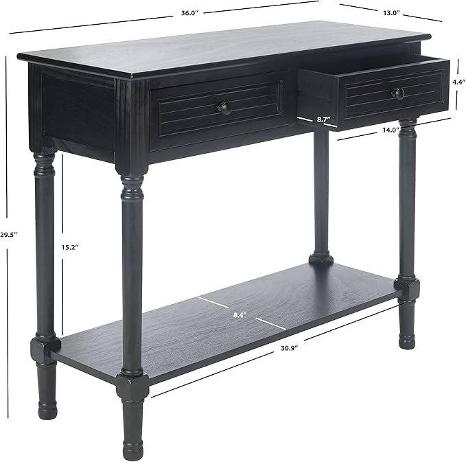 SAFAVIEH Home Collection Tate Black 2-Drawer Bottom Shelf Console Table CNS5720B - Image 13
