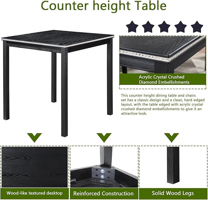 KEIKI 5-Piece Counter Height Dining Table Set - Image 6