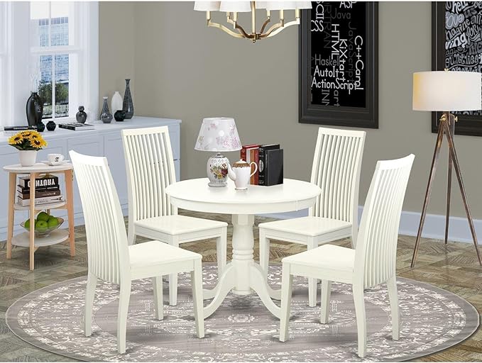 East West Furniture ANIP5-LWH-W 5 Piece Modern Dining Table Set Includes a - Image 6