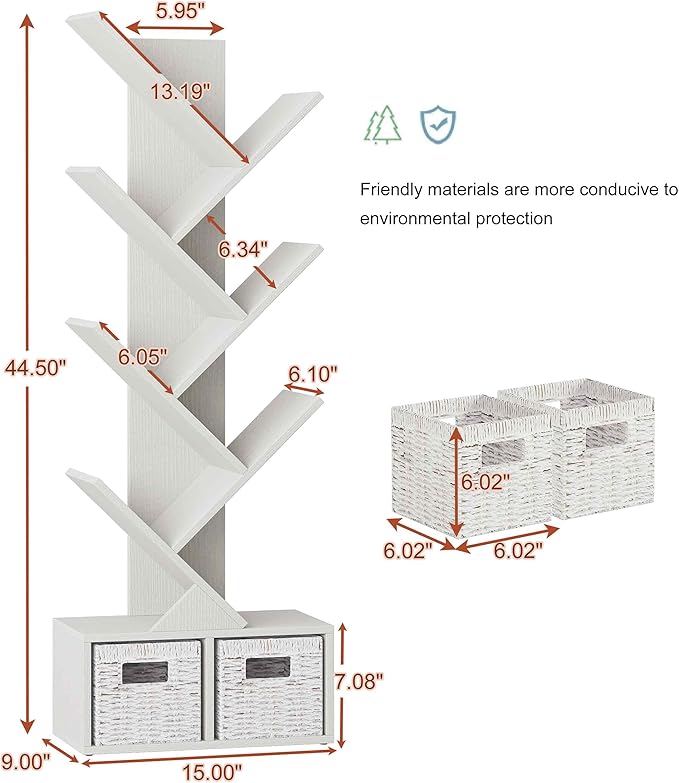 Vagusicc Tree Bookshelf, 6 Tier Bookshelf - Image 3