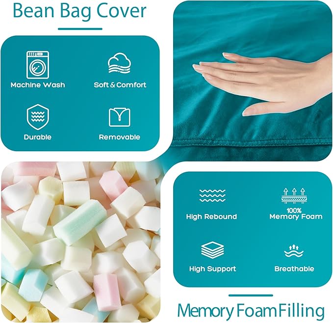 HABUTWAY Bean Bag Chair: Giant 4' Memory Foam Furniture Bean Bag Chairs - Image 5