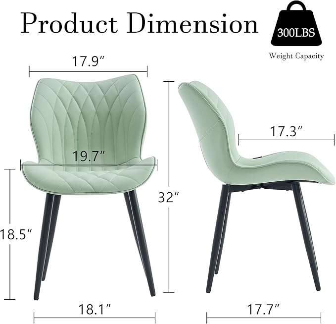 YOUNIKE Dining Chairs Set of 2, Upholstered Faux Leather Dining Room Chairs - Image 2