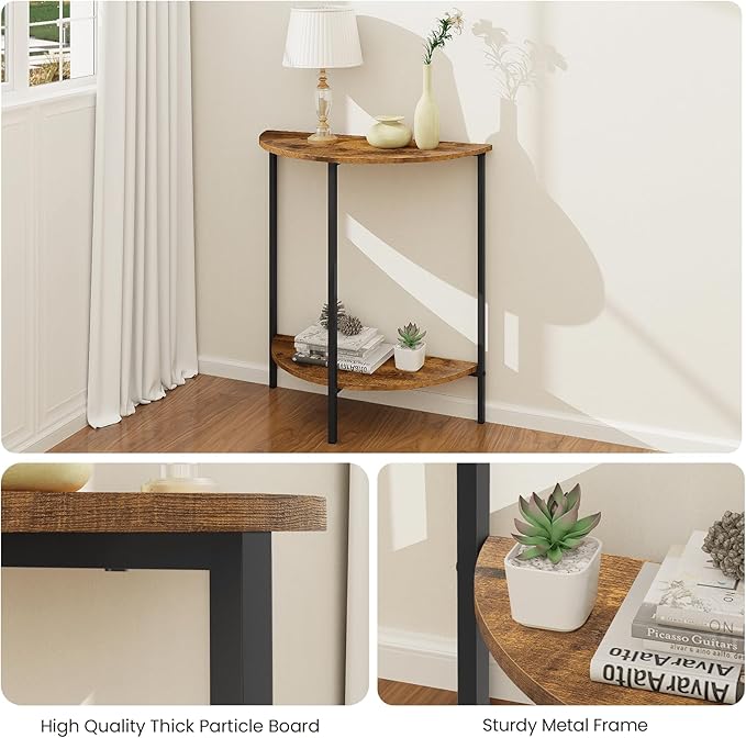 Homode Half Moon Table, Small Entryway Table, Half Round Entry Table, Narrow - Image 5
