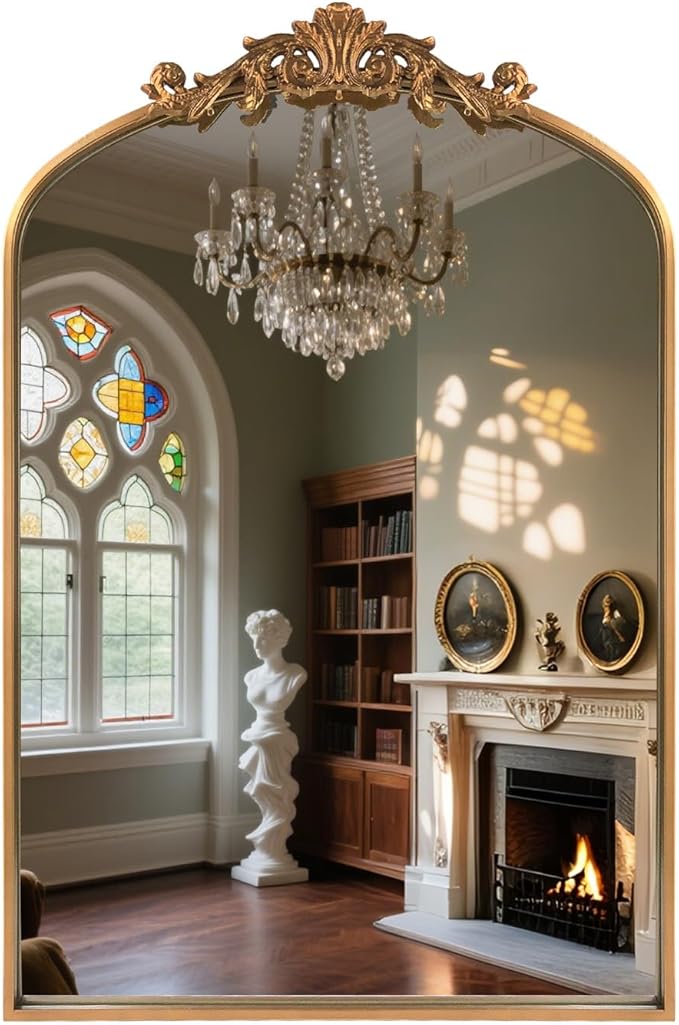 Antique Gold Arched Baroque Mirror 24x36 by HQiJun