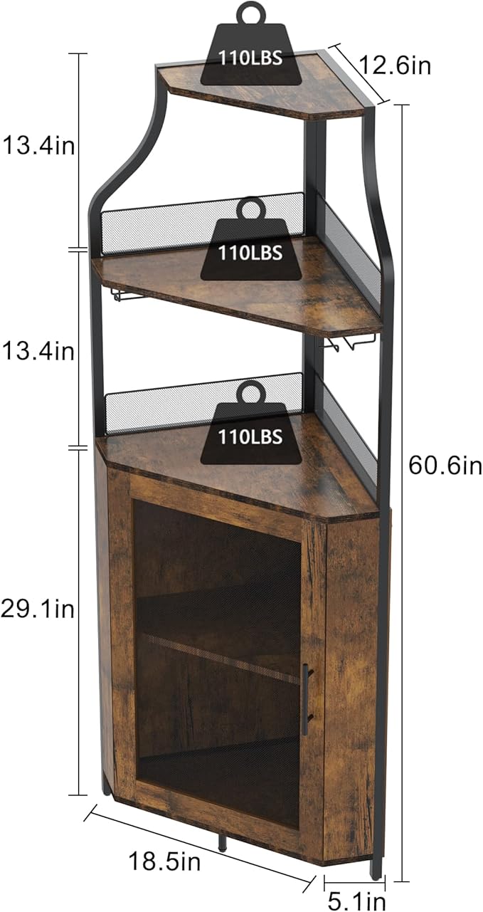 GAOMON Corner Wine Cabinet - Image 2