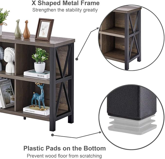 FATORRI 8 Cube Storage Organizer Bookshelf, Rustic Wood Cubby Bookcase - Image 5