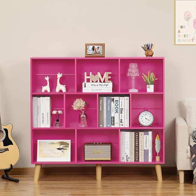 LEYAOYAO 10 Cube Bookshelf, 3 Tier Modern Wide Bookcase - Image 4