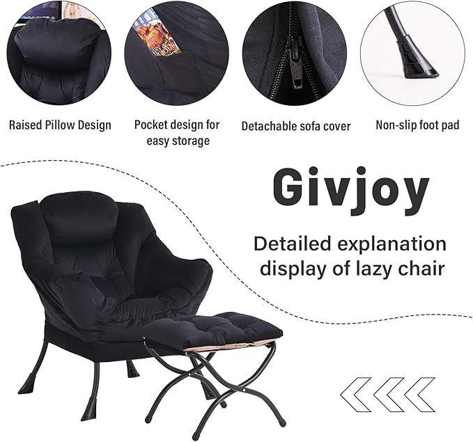 Lazy Chair and Ottoman, Large Accent Lounge Chair - Image 4