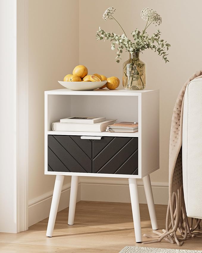 Nightstand, Bedside Table with Gold Frame, Modern Bedside Furniture, End Table by AEPOALUA