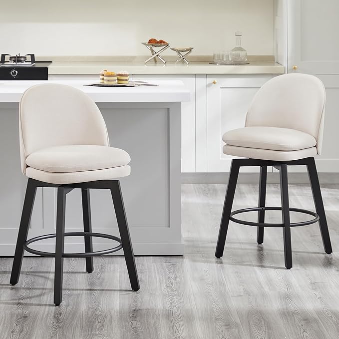 Counter Height Barstools 26 inch Upholstered Swivel Bar Stools - Image 2