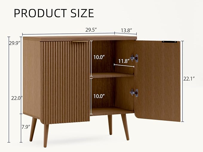 Buffet Cabinet, Sideboard Fluted Cabinet Modern Kitchen Buffet Storage Cabinets - Image 2