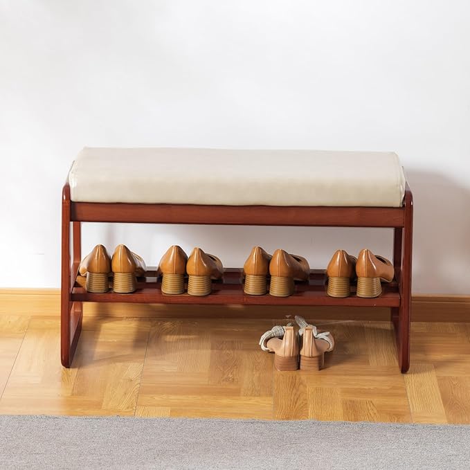 latifolia Solid Wood Bench, Entryway Shoe Bench - Image 7