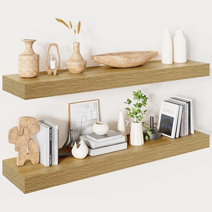 Heimlove Floating Shelves for Wall 36 Inches Long, 9.3" Deep Oak Floating Shelf by Heimlove