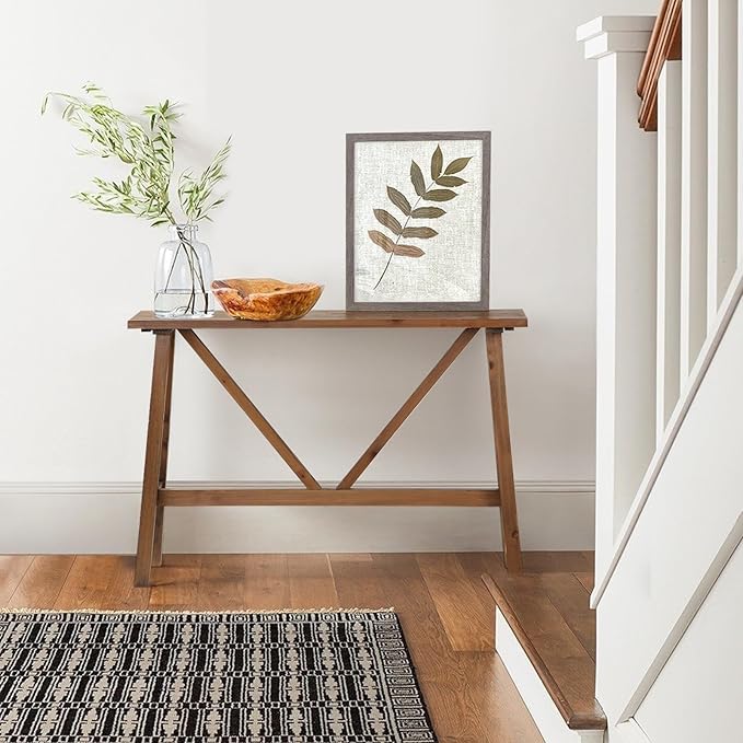 Wnutrees 43" Farmhouse Solid Wood Console Tables, Rustic Hallway Table - Image 4