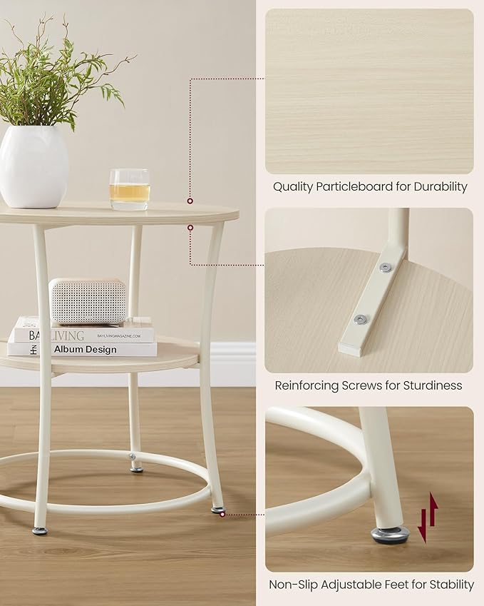 VASAGLE Side Table, 2-Tier Round End Table, Nightstand - Image 5