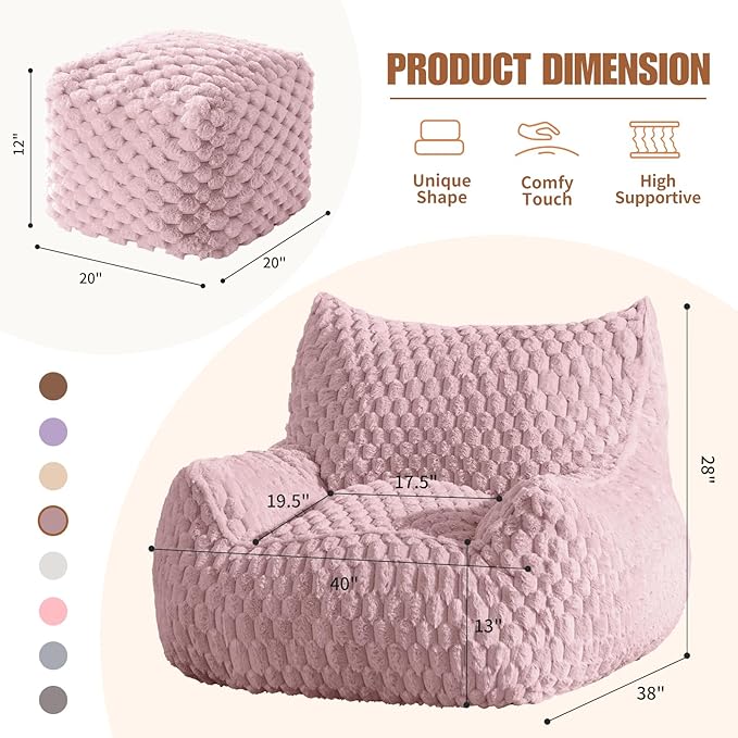 Bean Bag Chair with Ottoman - Image 2