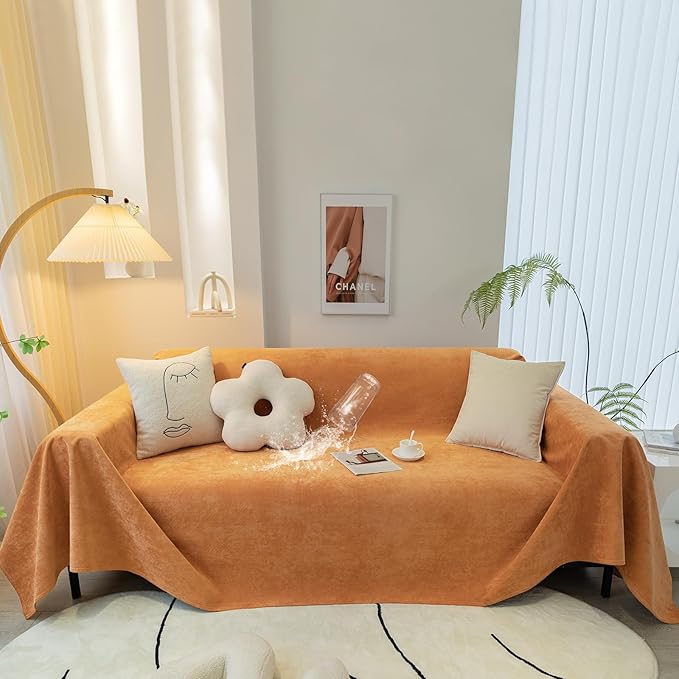 STACYPIK Waterproof Orange Sofa Cover Non-Slip Scratch Proof Couch Cover by STACYPIK