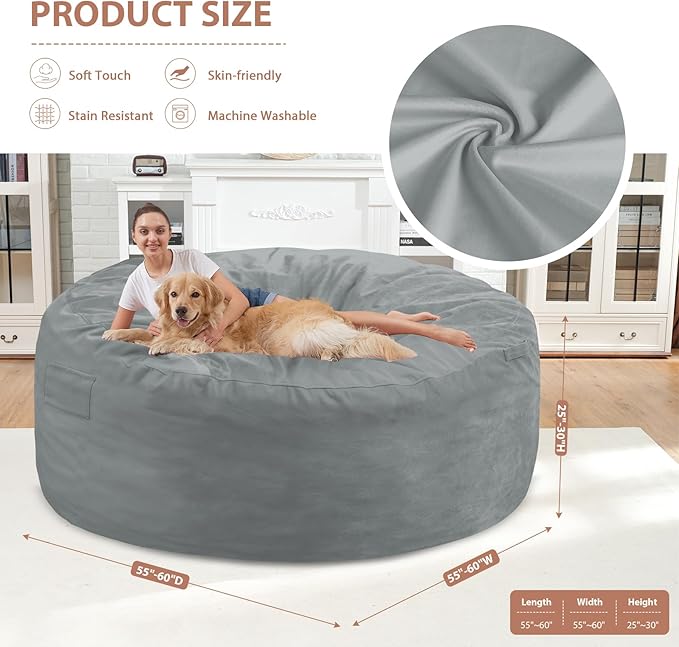 6FT Bean Bag Chair, Large Bean Bag Chairs - Image 3