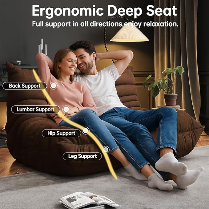 Bean Bag Chairs for Adults, Memory Foam Couch Loveseat Sofa Chair, Soft Teddy - Image 5