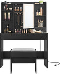 VASAGLE Vanity Desk with Power Outlets, Makeup Vanity with Mirror and Lights by VASAGLEbySONGMICSHOME