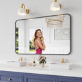 Bathroom Mirror, 30X48 Inch Black Metal Framed Mirror by KOONMI