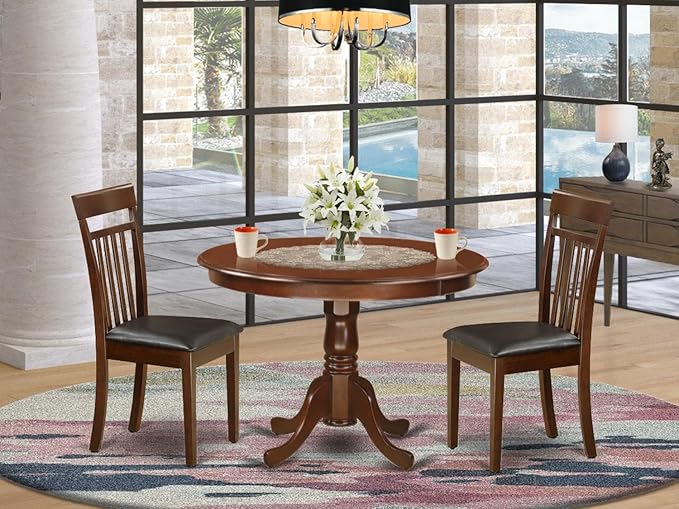 East West Furniture HLCA3-MAH-LC 3 Piece Kitchen Table Set - Image 7