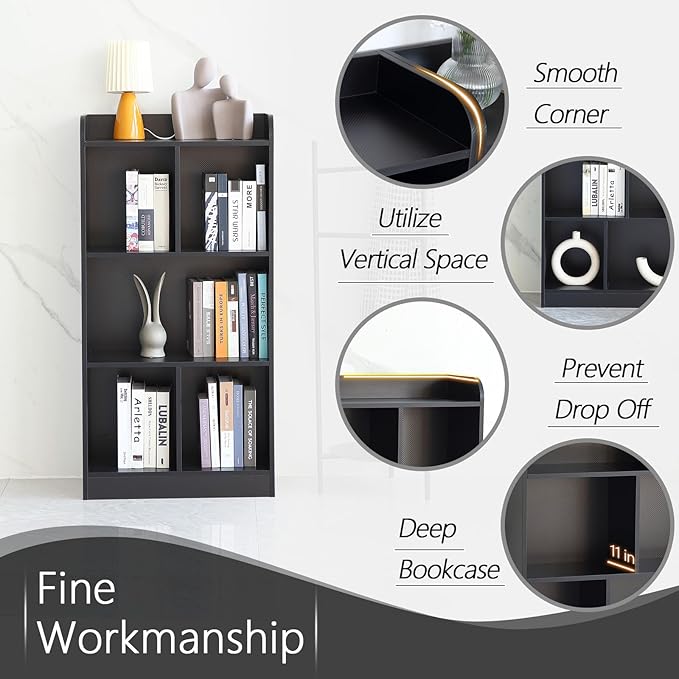 Book Shelf with Back Panel Stability 5 Cube Bookcase Multifunctional Cube - Image 4