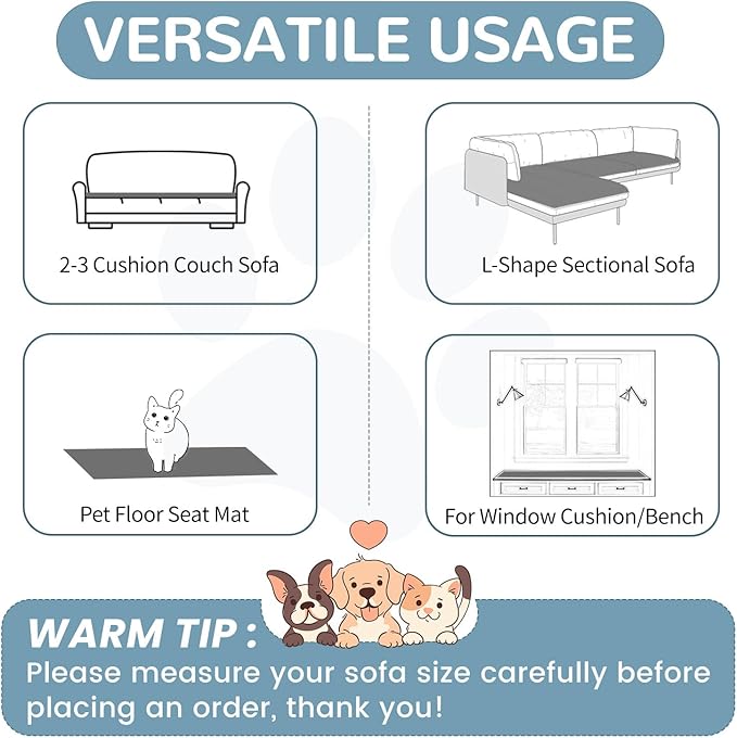 OTOB Couch Covers for Dogs Washable, Non Slip Plush Sofa Cover Kids Pet - Image 6