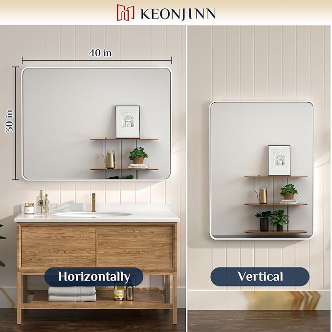 Keonjinn Matte White Bathroom Mirrors - Image 8