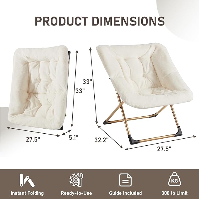 Comfy Oversized Saucer Chair, Soft Faux Fur Reading Lounge Chair - Image 3